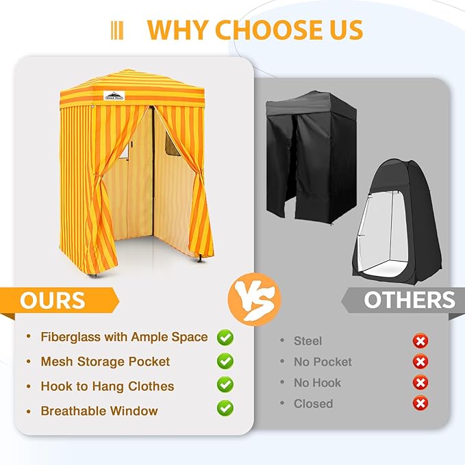 EAGLE PEAK Flex Ultra Compact 4x4 Pop-up Canopy, Sun Shelter, Changing Room, Portable Privacy Canopy Cabana for Pool, Fashion Photoshoots, or Camping, 4x4 ft, Yellow/Orange