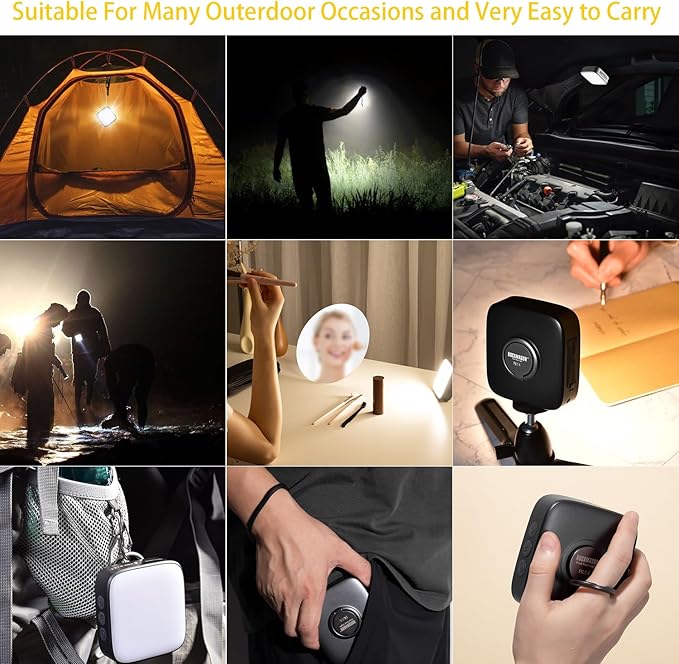 RM-F5 LED Camping Lantern Rechargeable, 5200mAh Power Bank, Outdoor Flashlight, Magnetic Base Multi-Purposes Camping Light for Hurricane Emergency, Camping, Hiking and Power Outage (Grey)