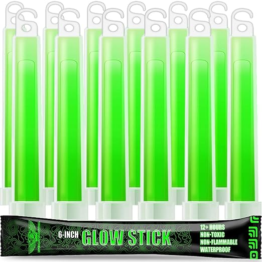 EVERLIT Survival Emergency Glow Sticks- 6 Inches Light Sticks for First Aid Kit, Survival Kit, Camping, Hiking, Outdoor, Disasters, Emergencies Up to 12 Hours Duration… (12 Pack, Green)