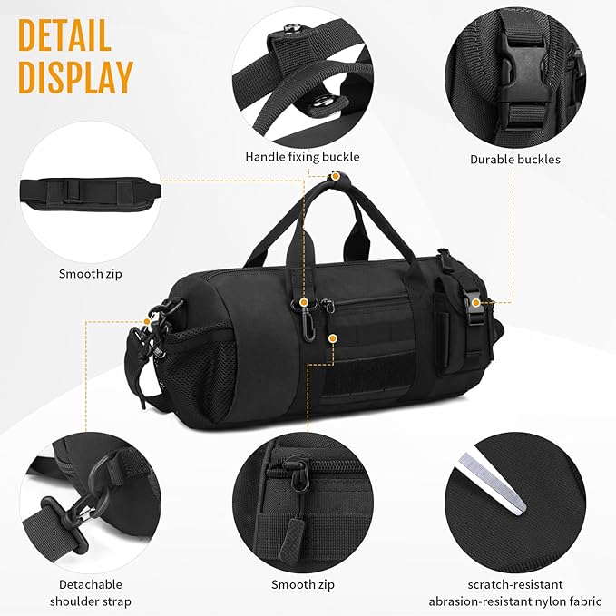 Huntvp Tactical Duffle MOLLE Handbag Gear Military Travel Carry On Shoulder Bag Small Valise