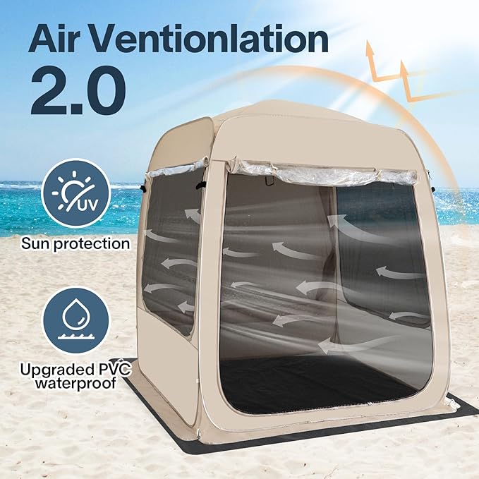 All Weather Camping Screen Tent/SUV Tent, Outdoor Pop Up Tent for Camping with Shelter Mesh & Waterproof PVC, Instant Tent Screen House Portable for Car SUV Van Camping