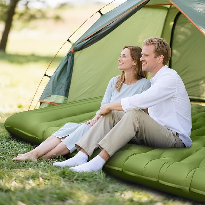 Sleeping Pad for Camping, 6" Extra Thick Camping Mat with Pillow Built-in Foot Pump, Ultra Comfortable Inflatable Sleeping Mat for Backpacking, Hiking, Camp Tent - Enjoy a Comfy Sleep