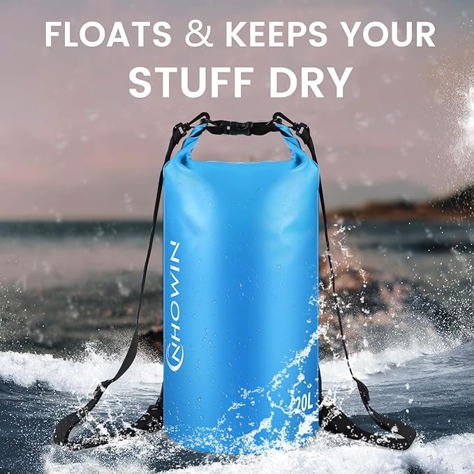 Waterproof Dry Bag, Roll Top Lightweight Waterproof Bag for Men Women 5L/10L/20L Dry Bags for Kayaking, Rafting, Beach, Boating, Swimming & Skiing Dry Waterproof Backpack - 10L