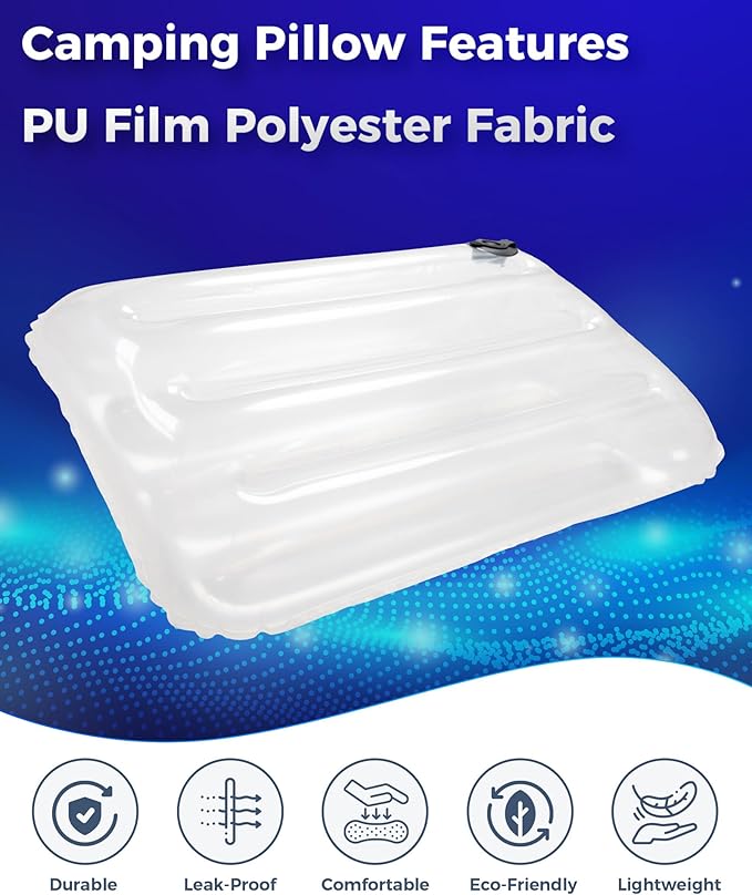 KingCamp Camping Pillow, Inflatable Ultralight Travel Outdoor Large Pillow with Air Chamber & Removable Memory Foam Lightweight Cover for Backpacking Hiking Road Trip Airplane Sleeping Solution