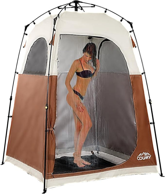 Instant Pop-up Camping Shower Tent Privacy Shelter with 1 Room/2 Rooms, Portable Outdoor Shower, Changing Room, Sun Shelter for Camping, Beach Hiking, and Fishing