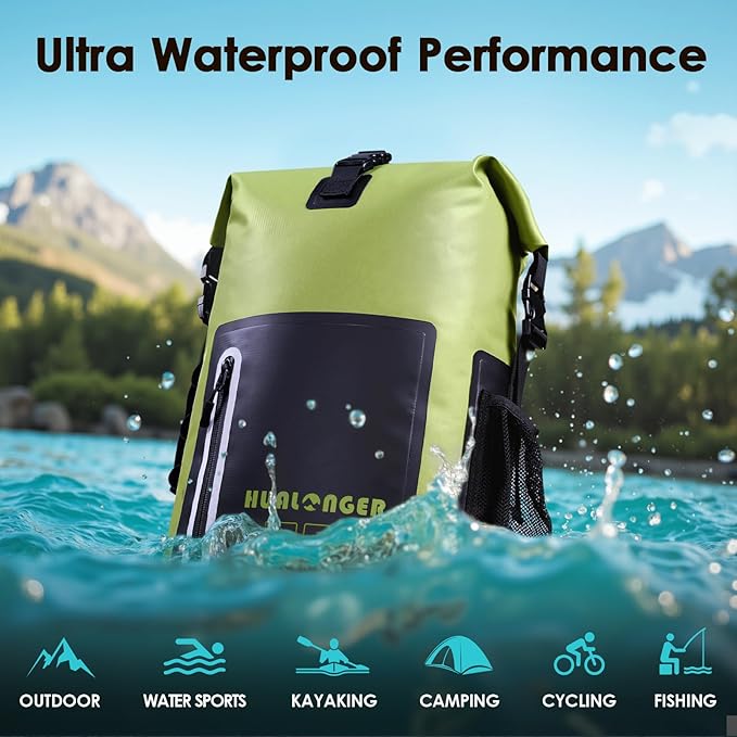 Waterproof Backpack 20L/30L/40L- Roll Top Closure Bag - Hiking Backpack - Lightweight Durable Floating Dry Bag with IPX8 Waterproof Phone Case