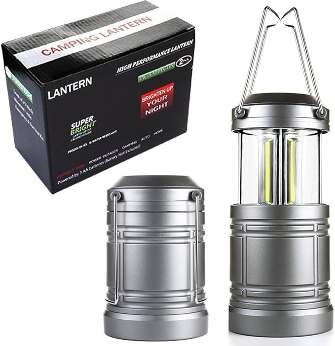 LED Camping Lantern ,Battery Powered Hanging Lanterns for Camping Hiking,Hurricane ,Power Outages,2-Pack