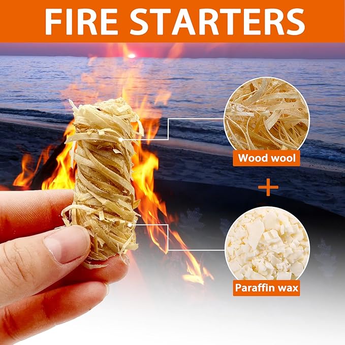 E500 Fire Starter - 120 PCS Natural Pine Fire Starters for Fireplace, Campfires, Fire Pit, BBQ, Pellet Stove, Wood, Pizza Oven - Chimney Charcoal Starter for Grill