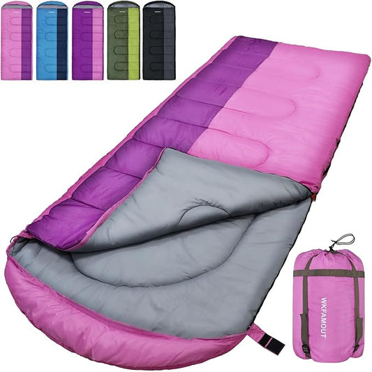 XL 10 Degree Sleeping Bags Waterproof for Adults 350GSM Machine Washable with Compression Sack for 3-4 Season Camping Outdoor