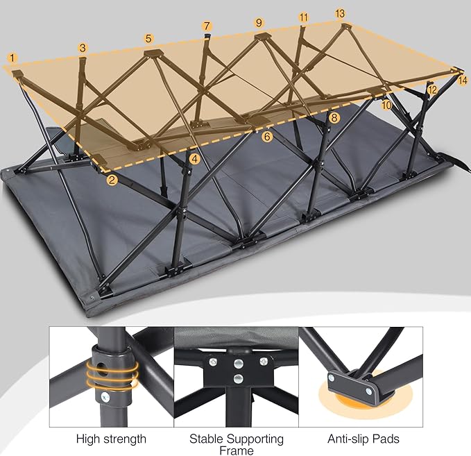 REDCAMP XXL Camping Cot for Adults 500lbs,79" L x 29.5" W x 18" H Oversized Sleeping Cot with Pad and Pillow, Camp Cot Bed for Tent, Office