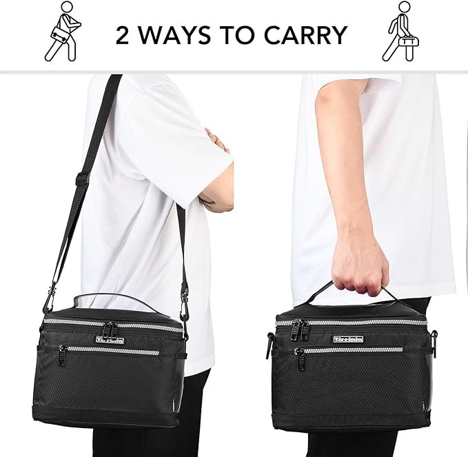 Tirrinia Insulated Lunch Bag for Women Men, Leakproof Thermal Reusable Lunch Box Tote for Adult by Tirrinia, Lunch Cooler for Office Work, Black