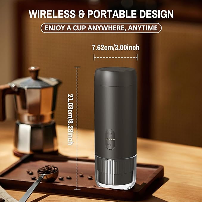 Portable Coffee Maker Espresso Machine, Suitable for coffee powder, capsule coffee, convenient for RV camping, hiking, picnicking, office and home use