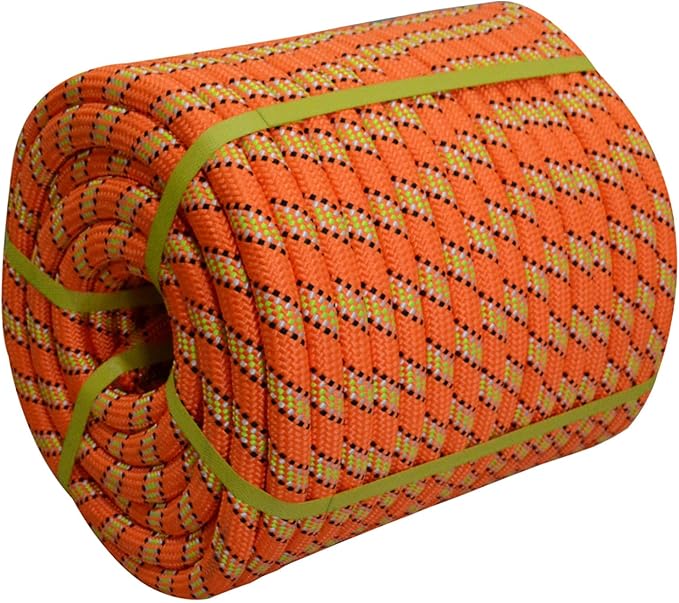 3/4 Inch x 200 Feet Double Braided Arborist Rigging Rope - Heavy Duty Polyester Rope for Tree Work Climbing Swing Nautical Outdoor Adventures, Orange