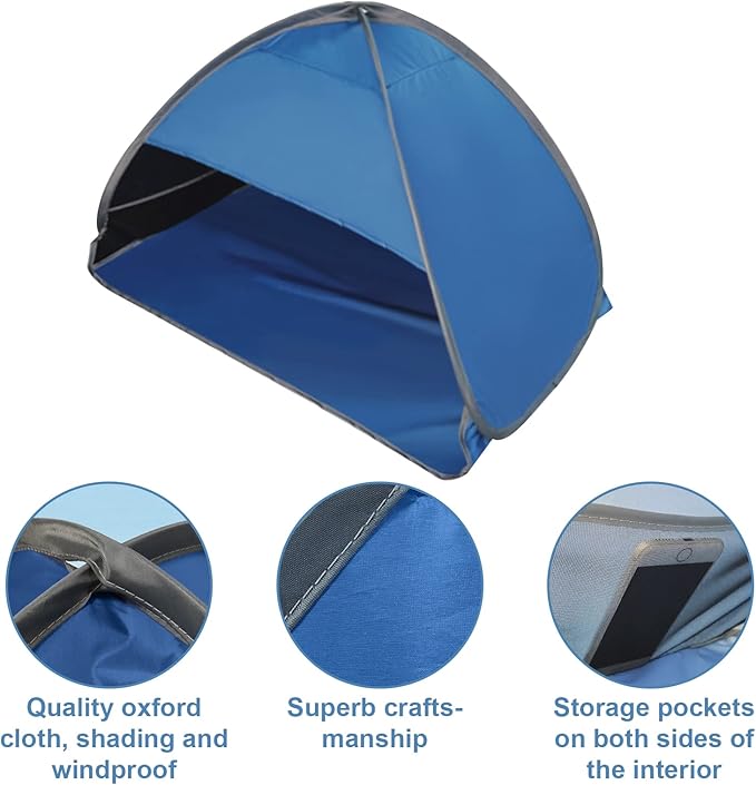 Pop Up Beach Sun Tent, 1 Person, Blue, 31.51 x 19.69 x 21.65 Inches, Sun Shelter, Sun Protection, Beach