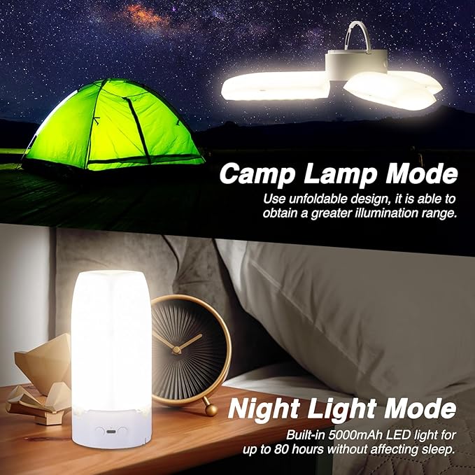 LED Camping Lantern Rechargeable, Foldable Camping Light with 96 LEDs,5000mAh Tent Light with Stepless Dimming,IPX4 Waterproof Lantern for Power Outages,Emergency,Outdoor,Camping Gear