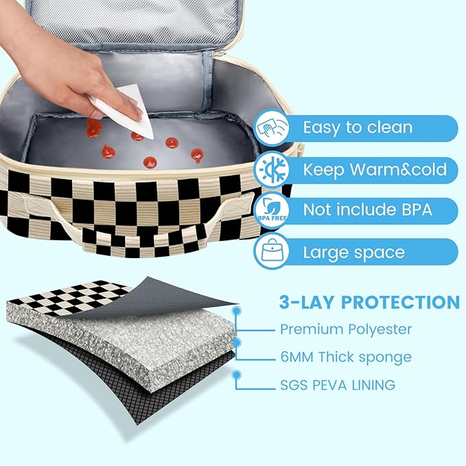 RLGPBON Lunch Bag for Women Cute Corduroy Lunch Tote Bags Reusable Lunch Tote Handbags Leakproof Thermal Cooler Lunch Case Large Capacity Lunch Box for Girls School Travel Picnic