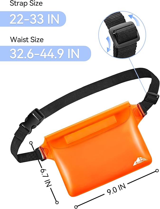 HEETA Waterproof Fanny Pack, Waterproof Pouch Dry Bag 2/3/4 Pack for Phone, Adjustable Waist Strap and Screen Touch Sensitive for Swimming Kayaking Boating Beach Fishing Diving Surfing Accessories