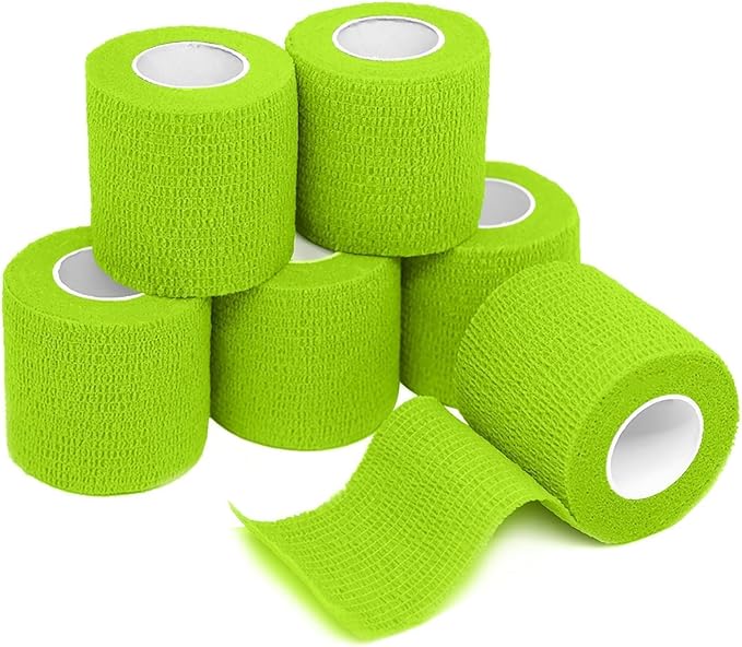 FriCARE Self Adhesive Bandage Wrap, Medical Tape in First Aid Kit, Cohesive Bandages for Wounds Sport Vet, FSA/HSA Eligible, 2 Inches X 5 Yards 6 Rolls, Grass Green