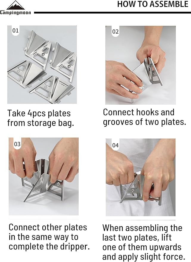 CAMPINGMOON Collapsible Coffee Dripper Pour Over Camping Outdoor 304 Stainless Steel COF-01