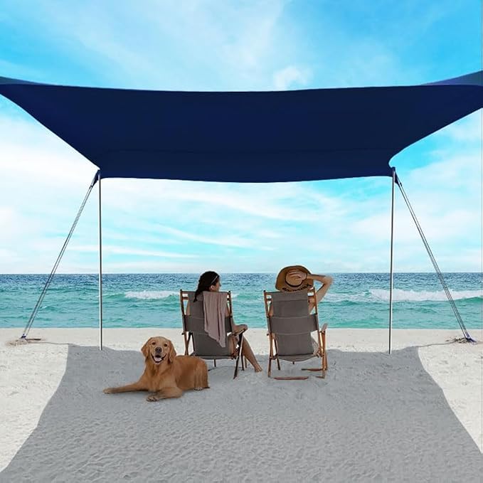 Beach Shade Tent, Portable Easy Pop Up Beach Canopy, UPF50+ Sun Protection Shelter, Windproof & Water Resistant, Perfect for Family