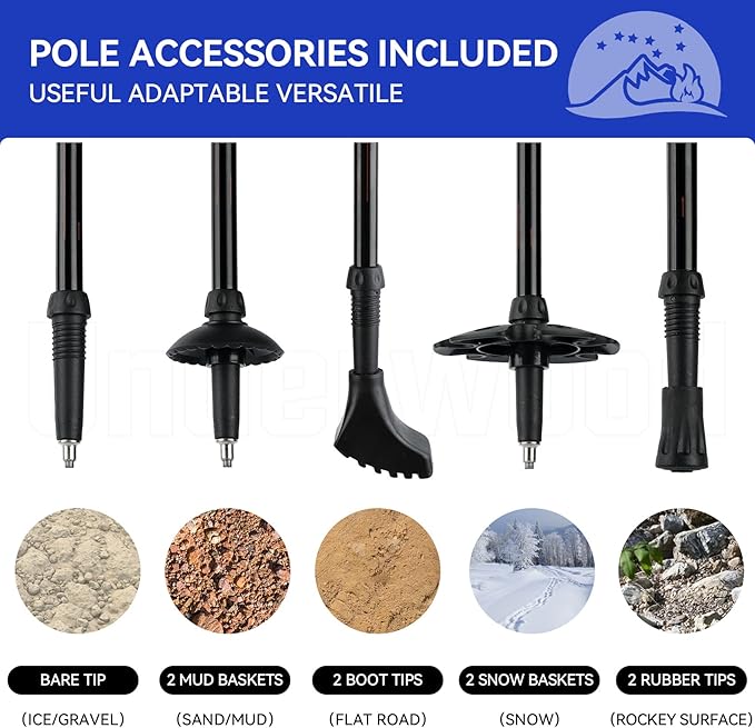 Trekking Poles Collapsible Hiking Poles - 2 Pack Adjustable Aluminum Hiking Sticks, Lightweight Walking Sticks for Women, Men, Seniors, Kids, Walking Poles for Backpacking by Underwood Aggregator