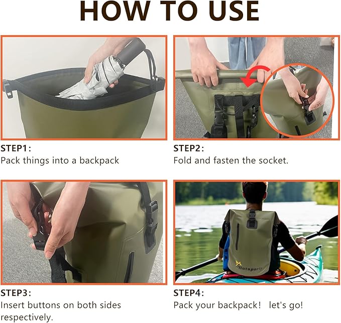 Waterproof Dry Bag Backpack - Lightweight Hiking Pack with Zippered Pocket for Camping, Kayaking, Travel, Hiking, Fishing, Outdoor Enthusiasts（25L）