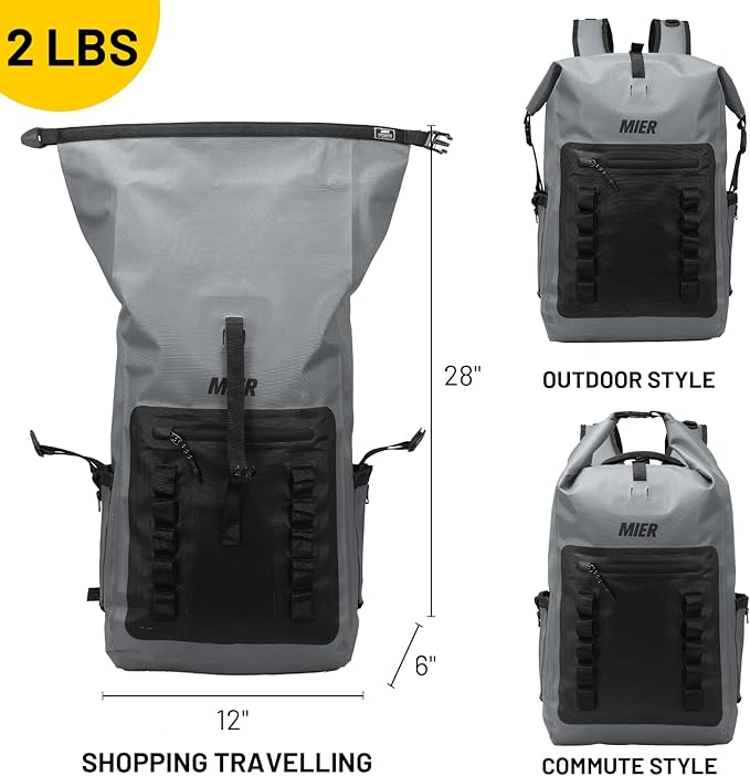 MIER Dry Bag Waterproof Backpack 30L Dry Sack Heavy Duty Roll-Top Closure for Kayaking, Beach, Boating, Swimming, Surfing