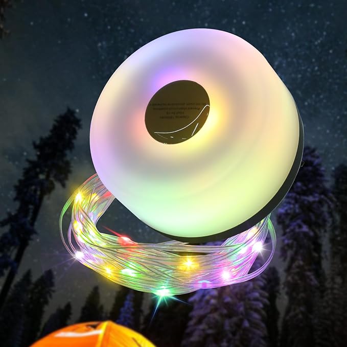 Camping String Lights, 2 in 1 Outdoor Rechargeable LED Fairy Lights With 5 Lighting Modes(26.3ft), Portable IPX4 Waterproof Tent Light for Outdoor Indoor Camping Party RV Decor (Multicolor Light)