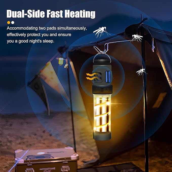𝓜𝓸𝓼𝓺𝓾𝓲𝓽𝓸 𝓡𝓮𝓹𝓮𝓵𝓵𝓮𝓷𝓽,Buzz Defense Portable, Rechargeable Flashlight&Lantern Camping Lights with Dual-Heating,Magnetic Design, Buzz Repel Lantern Light for Patio Camping, 6 Refills