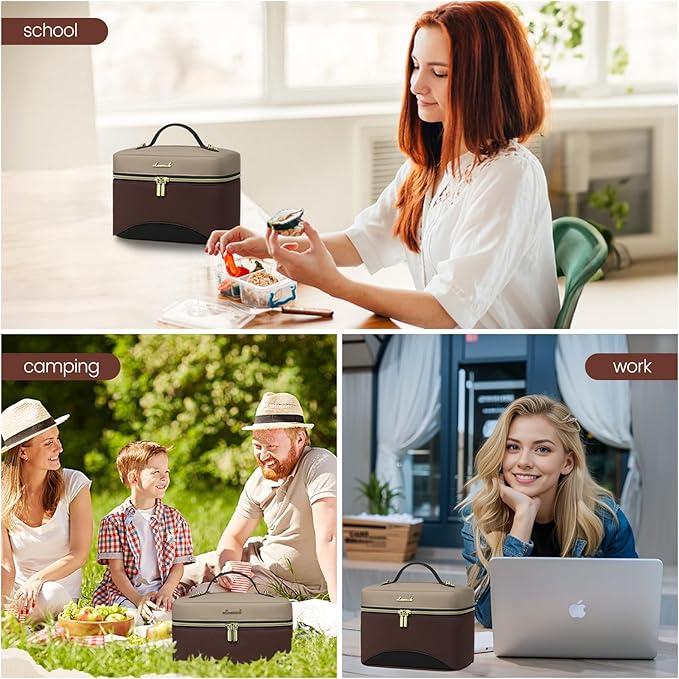LOVEVOOK Lunch Box for Women,Large Adult Insulated Lunch Bag for Women,Leakproof Cooler Bag for Office Picnic Hiking Beach,Lunch Tote Bag with Adjustable Shoulder Strap