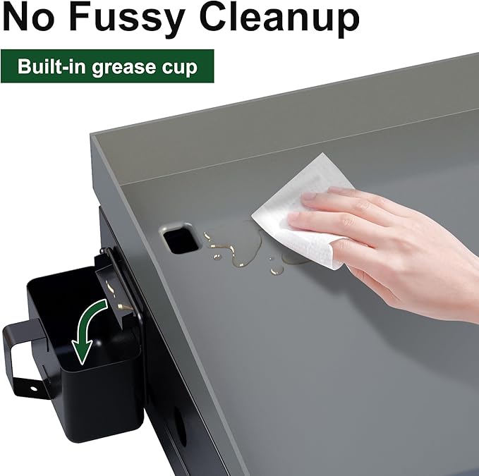 23 Inch Portable Propane Gas Grill with Stainless Steel Front Plate, Propane Table Top Griddle for Outdoor, Cooking, BBQ, Camping, 2 Burners