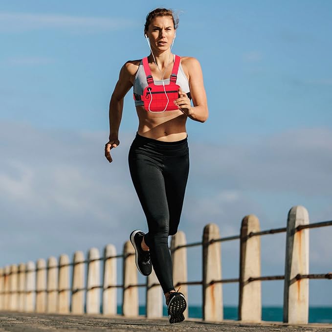 Outdoor Sports Utility Chest Pack，Tactical EDC Chest Bag For Men, Lightweight Conceal Chest Pouch Holster, Chest Rig Vest With Built-In Phone Holder For Workouts, Cycling & Hiking (Red)