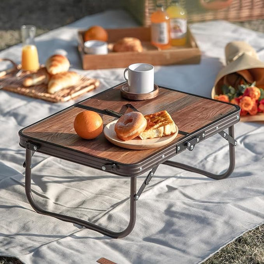 Naturehike Folding Camping Table, Portable Tables with Adjustable Legs, 20.87×15.75×9.05 Inch Foldable Camp Pinic Tables with Carry Bag for Outdoor Camping, BBQ, Travel - Small Retro
