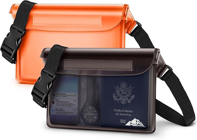 HEETA Waterproof Fanny Pack, Waterproof Pouch Dry Bag 2/3/4 Pack for Phone, Adjustable Waist Strap and Screen Touch Sensitive for Swimming Kayaking Boating Beach Fishing Diving Surfing Accessories