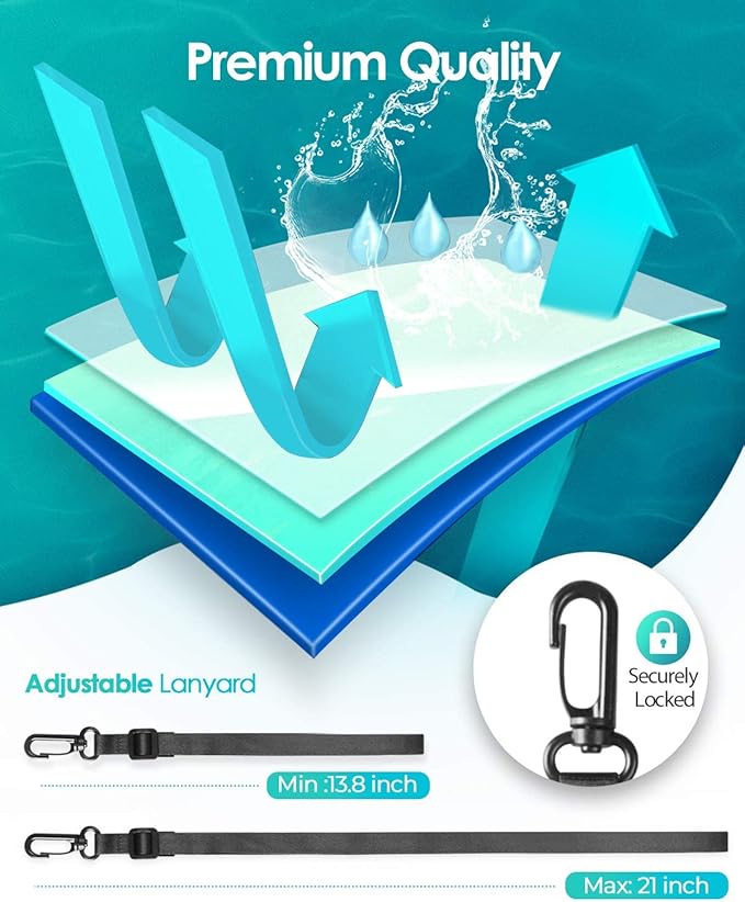 Hiearcool Universal Waterproof Phone Pouch,IPX8 Cell Phone Waterproof Case Up to 8.3" for iPhone 16 15 14 13 Pro Max,Beach Essentials Vacation Must Haves-Clear&Bright Red-2Pack