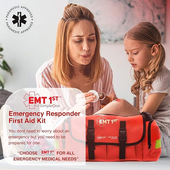 EMT 1st Emergency Responder First Aid Kit | Medical Trauma Bag for Disaster Preparedness | Perfect for Wilderness, Camping, Home, Car, & Office | Our Lightweight Kits Come with 40 Unique Items