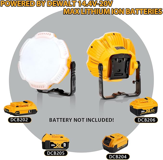 Camping Light for Dewalt 20v Battery, Flashlight 20v, Portable Light 2400LM with 4 Modes, Hanging Hook for Tent, Garage, Jobsite, Power Outages, Hurricane, Emergency