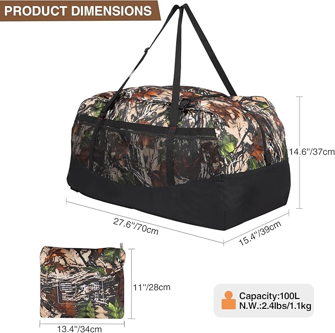 REDCAMP Foldable Travel Bag, Large Sports Bag, 75L/96L/100L, Lightweight Waterproof Tote Bag