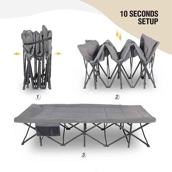 REDCAMP XXL Camping Cot for Adults 500lbs,79" L x 29.5" W x 18" H Oversized Sleeping Cot with Pad and Pillow, Camp Cot Bed for Tent, Office