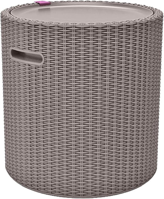 Keter Cool Side Table Cooler 3 in 1 Outdoor Patio Table and Ice Chest Storage, Ideal Hot Tub Table, Decor and Outdoor Patio Bar, Portable Bar, Taupe