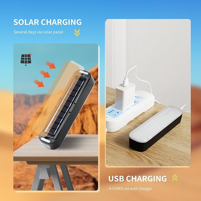 Solar Rechargeable Camping Lantern - 2000 Lumens, 4 Light Modes, Portable Power Bank (Black)