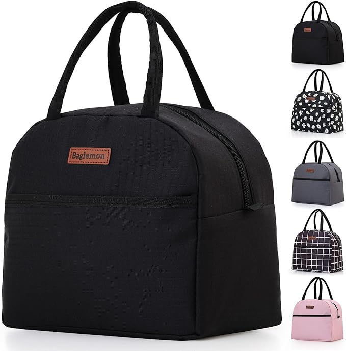 Insulated Lunch Bag for Women Men, Lunch Containers Reusable High Capacity Lunch Tote Bags for for Work Picnic(Black)