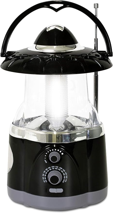 Multifunctional Radio Lantern and Emergency Flashlight, Battery Operated, 12 Bright Lantern LED's and 4 Bright Flashlight LED's, Hurricane Lantern by Northpoint