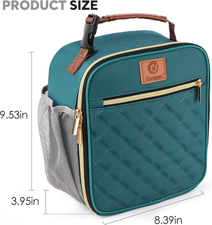 Lunch Box for Women Men Kids Girls Teen Adults,Insulated Lunch Bag with Bottle Holder,Small Lunch Box Cooler Lightweight Reusable LunchBox for Work Office School Travel Picnic-Lake Green