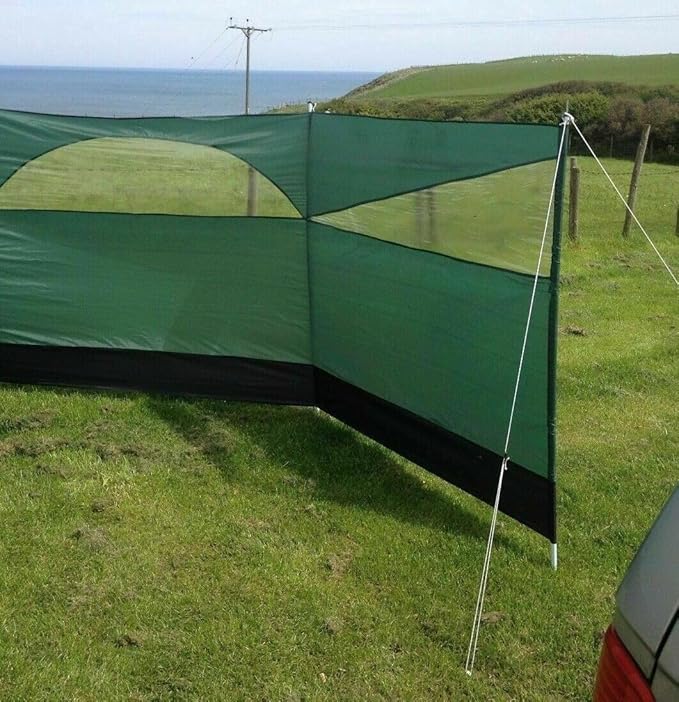 Windbreaker Wind Privacy Screen Camping Blocker 5 Panel Garden Beach Wind Shield 5ft High x 27.4ft Long (1 Forest Green)