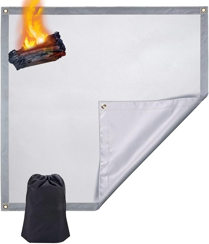 Under Grill Mat, 60 X 60 Inch BBQ Floor Mats, Deck Patio Protector Mat, Indoor Fireplace Mats Fire Pit Mats, Fire Resistant, Water Resistant, Oil Proof, Easy to Clean Reusable Outdoor Grill Mat