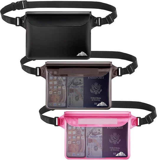 HEETA Waterproof Fanny Pack, Waterproof Pouch Dry Bag 2/3/4 Pack for Phone, Adjustable Waist Strap and Screen Touch Sensitive for Swimming Kayaking Boating Beach Fishing Diving Surfing Accessories