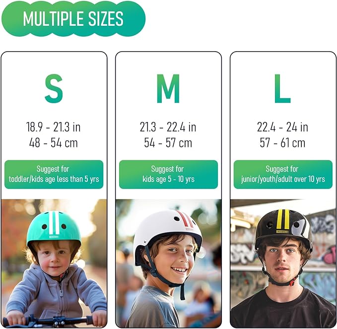 MOUNTALK Kids/Toddler Bike Helmet,Skateboards Helmets for Age 3-5/5-8/8-14 Years Old Junior Boys and Girls Helmet, Adjustable 3 Sizes Cover Children to Adult
