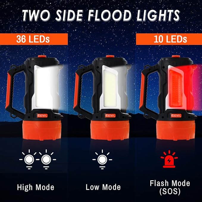 ErayLife Camping Lantern Rechargeable Hand Crank Flashlight, Super Bright LED Lanterns Flashlights for Camping Hiking Hurricane Emergency Power Outages, 6 Light Modes, Durable, Waterproof