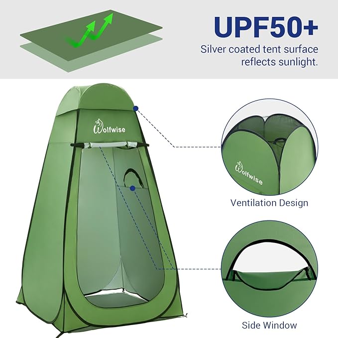 WolfWise Pop Up Privacy Shower Tent Portable Outdoor Sun Shelter Camp Toilet Changing Dressing Room